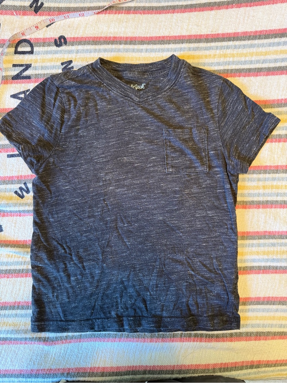Cat & Jack Heathered Navy Short Sleeve Pocket Tee